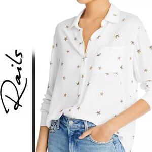 Rails Rosci Button Up Gold Star Print Shirt